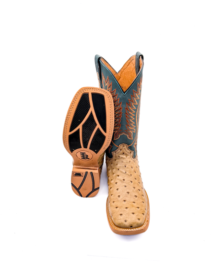 Cowboy Boot Ostric h Light Brown Rubber Sole