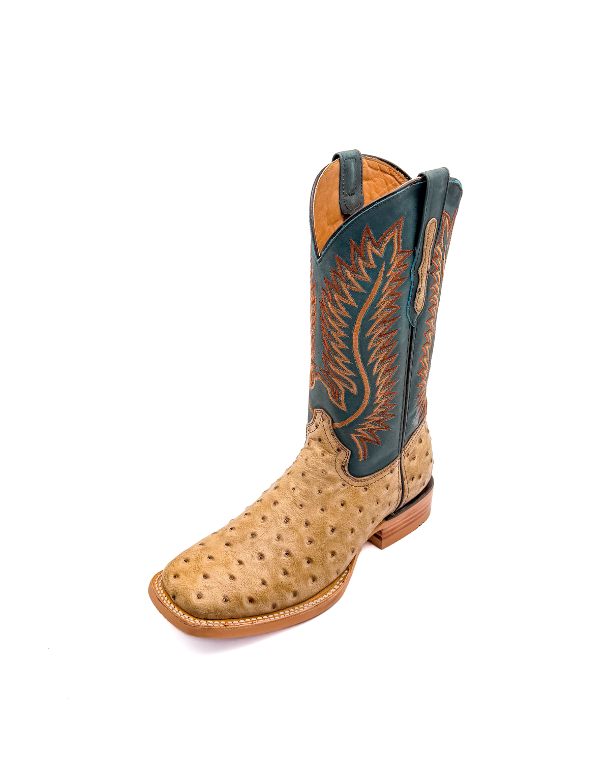 Cowboy Boot Ostric h Light Brown Rubber Sole