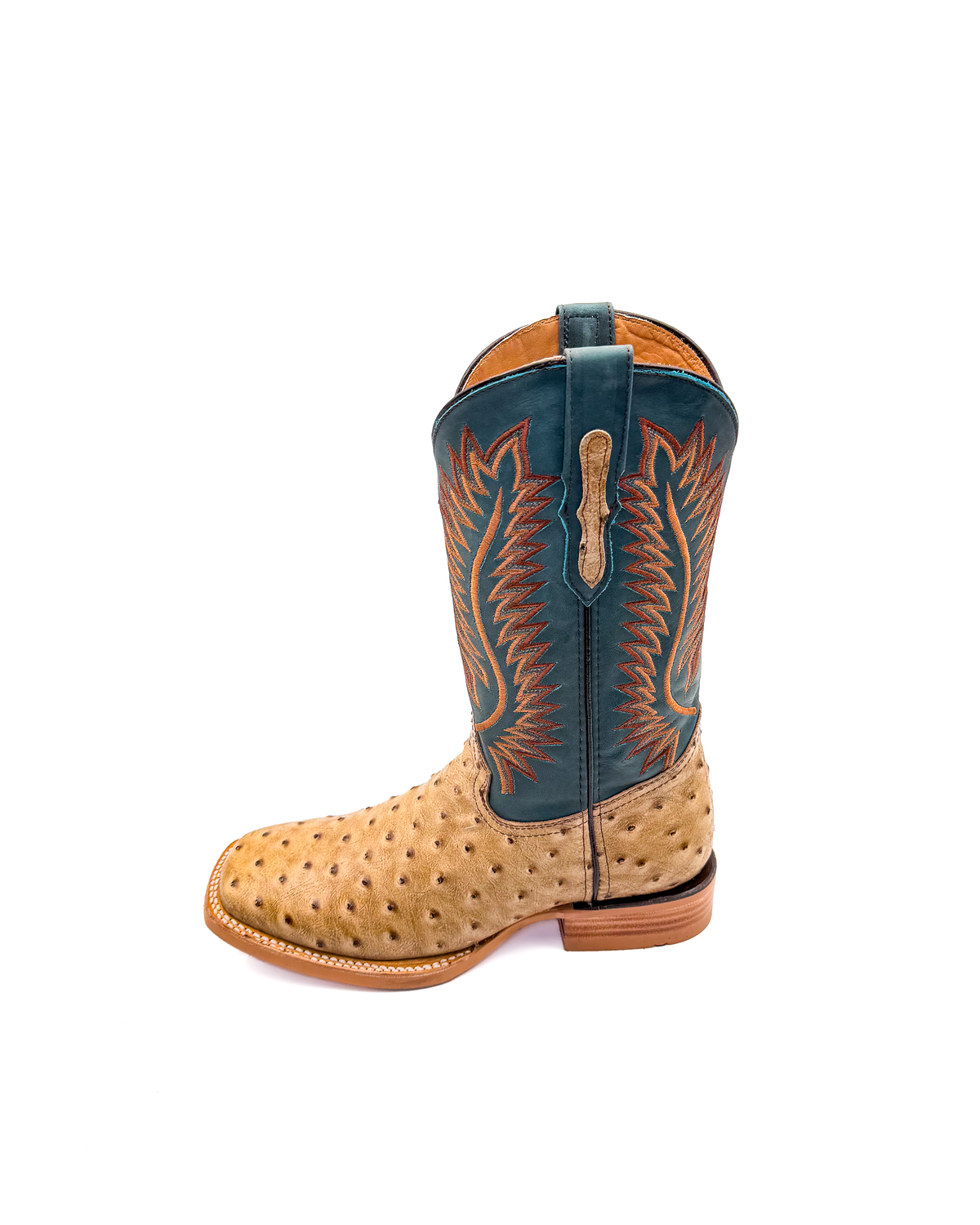 Cowboy Boot Ostric h Light Brown Rubber Sole
