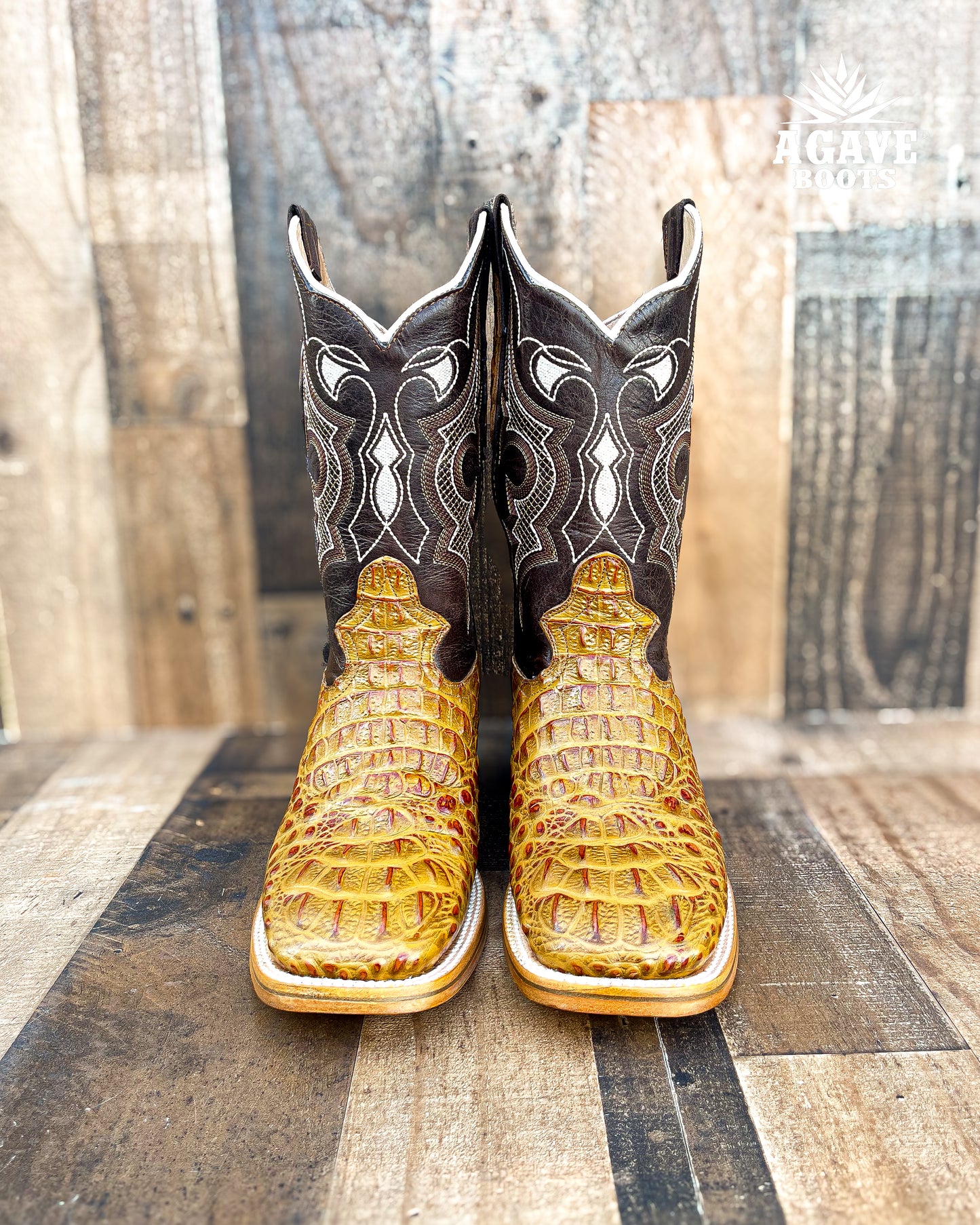 CAIMAN HORN BACK "CEDAR" | MEN SQUARE TOE WESTERN COWBOY BOOTS