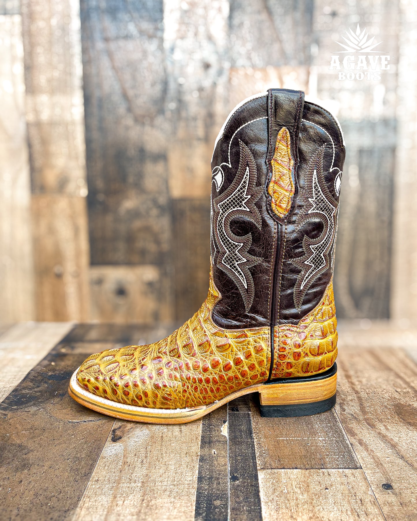 CAIMAN HORN BACK "CEDAR" | MEN SQUARE TOE WESTERN COWBOY BOOTS