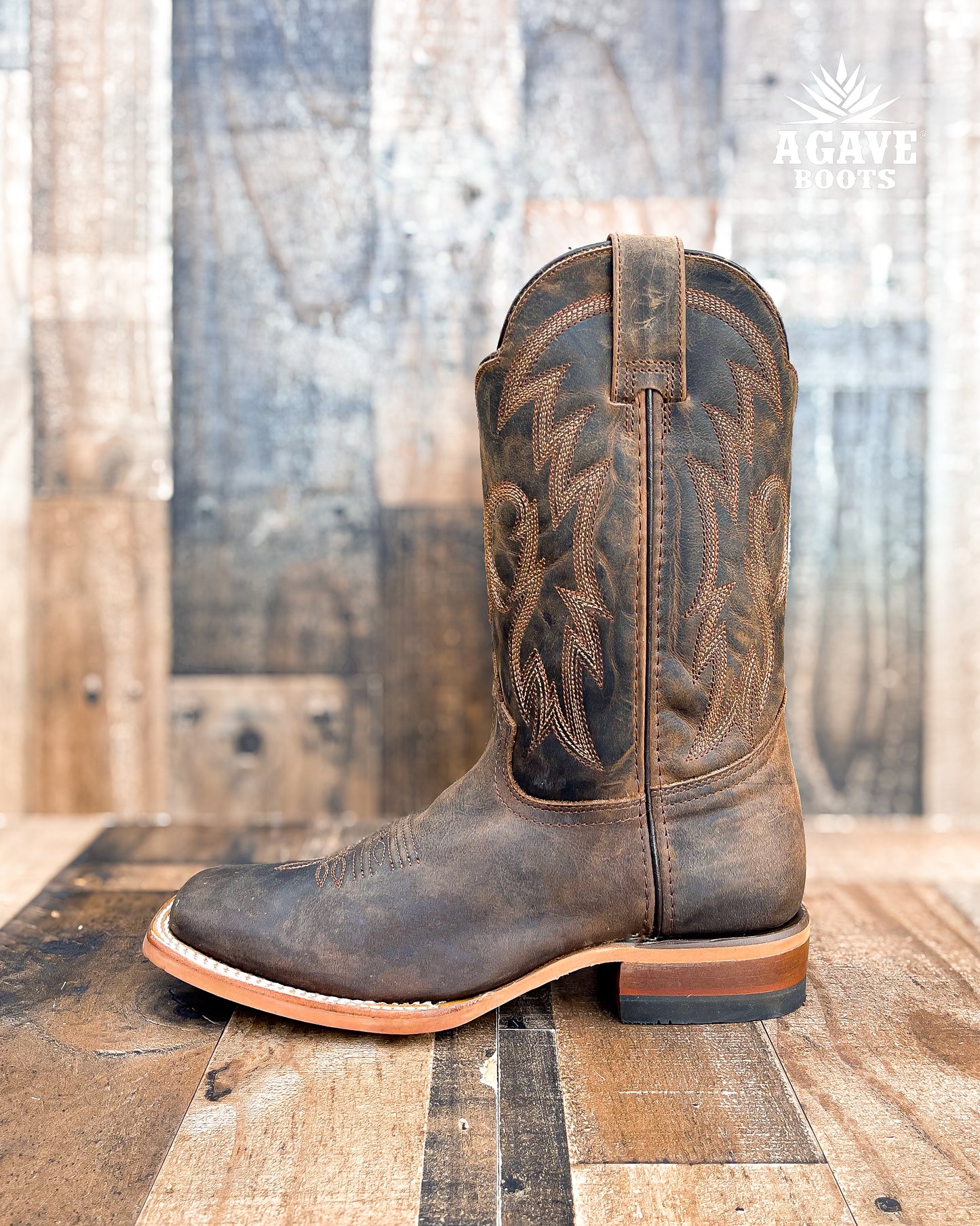 RUSTIC BROWN | MEN SQUARE TOE COWBOY BOOTS