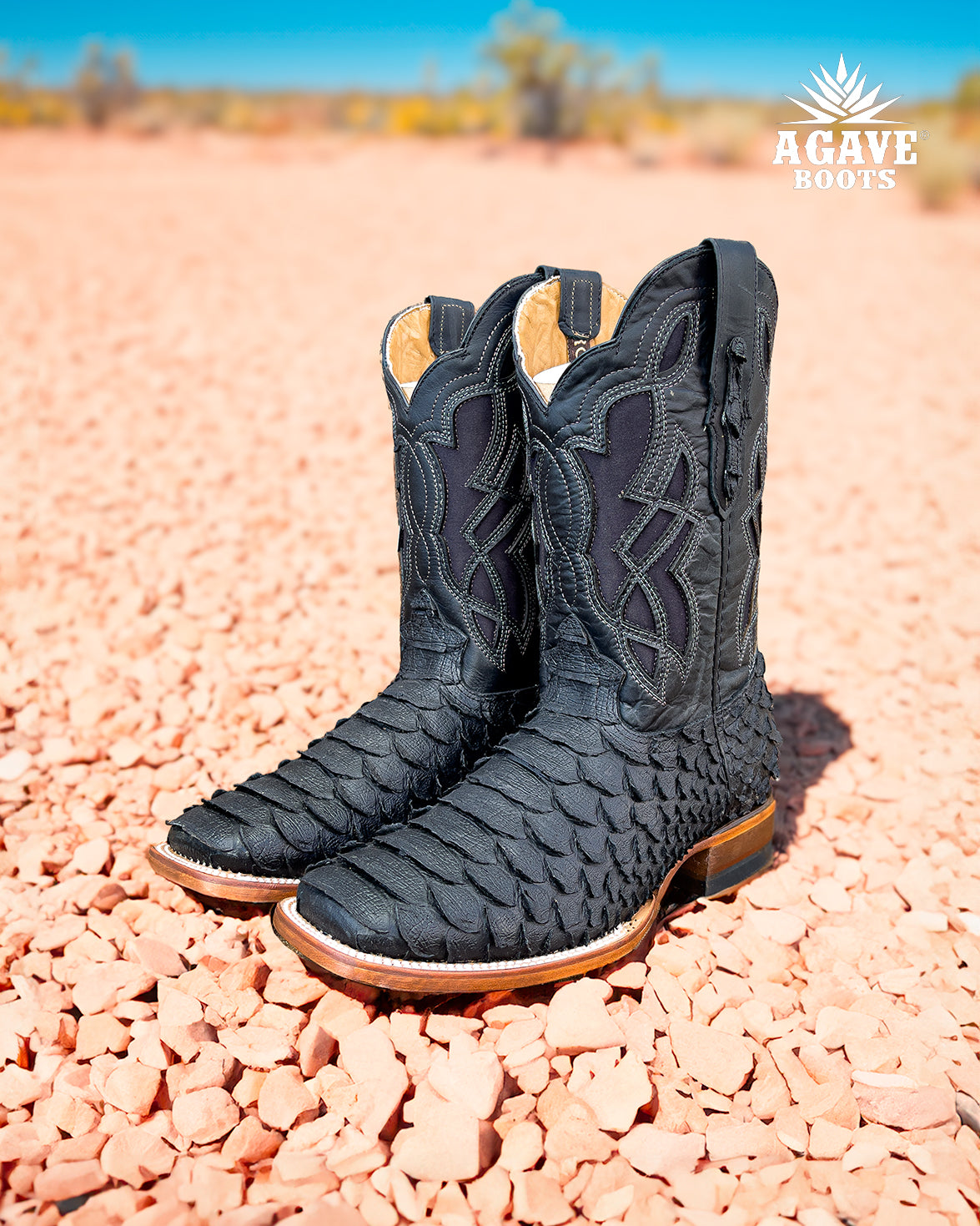 MATTE BLACK PYTHON | MEN SQUARE TOE WESTERN COWBOY BOOTS