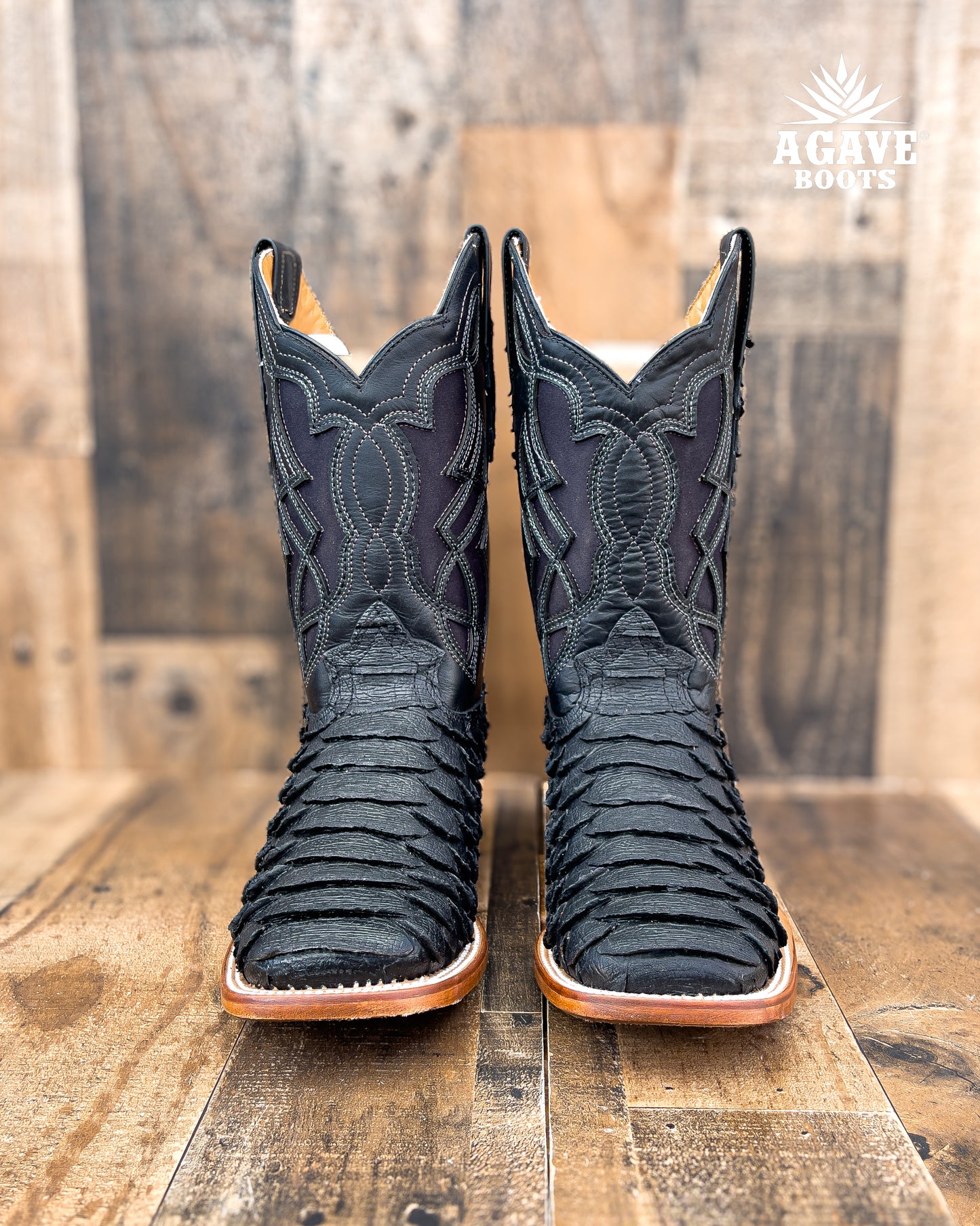 MATTE BLACK PYTHON | MEN SQUARE TOE WESTERN COWBOY BOOTS