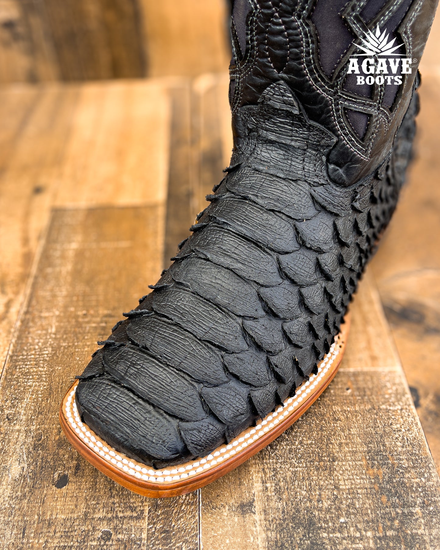 MATTE BLACK PYTHON | MEN SQUARE TOE WESTERN COWBOY BOOTS