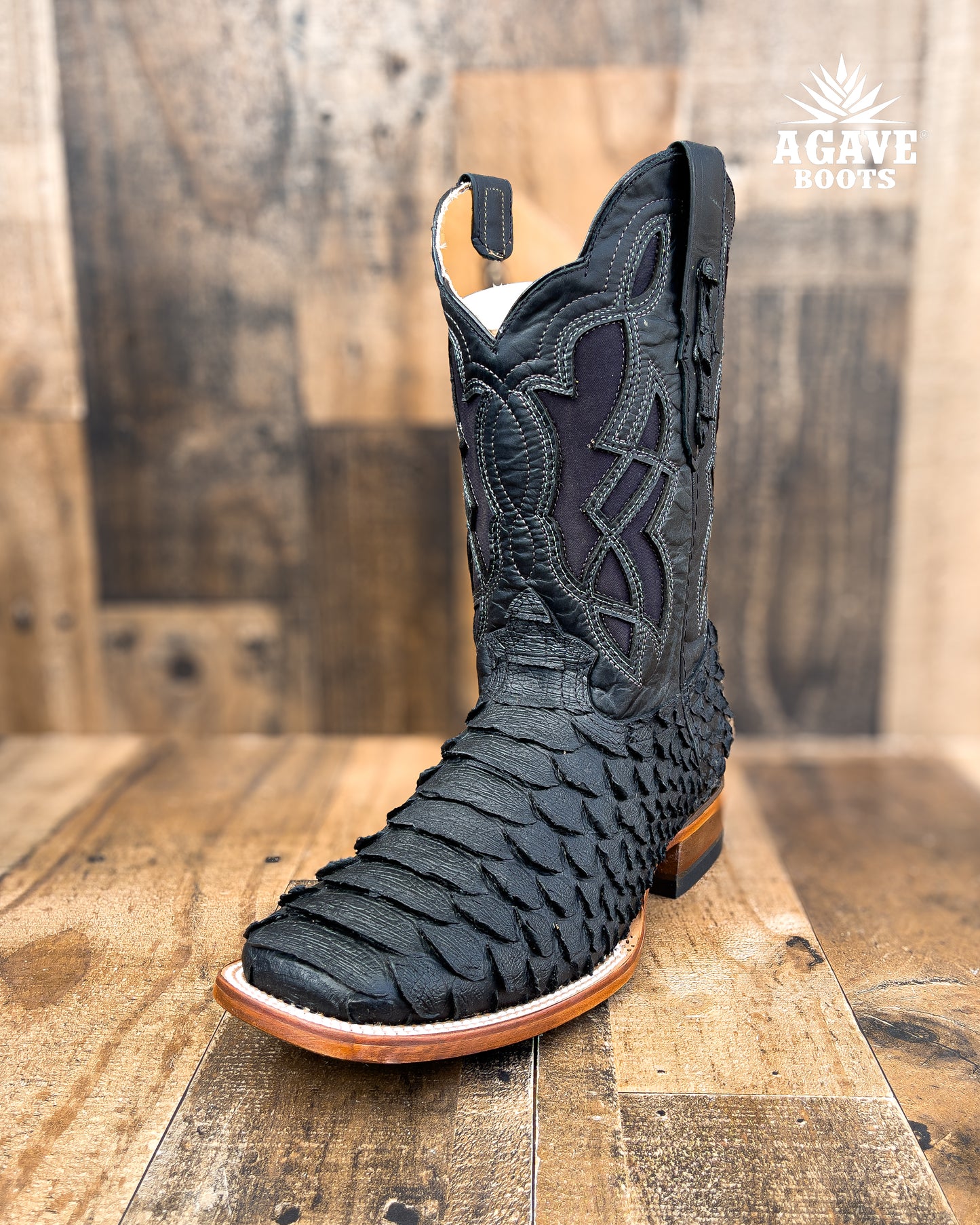 MATTE BLACK PYTHON | MEN SQUARE TOE WESTERN COWBOY BOOTS