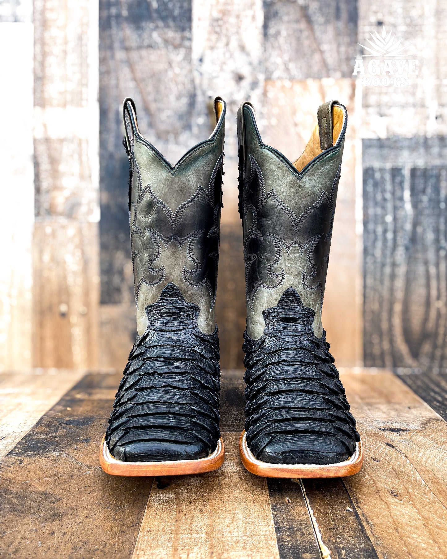 BLACK PYTHON | MEN SQUARE TOE COWBOY BOOTS