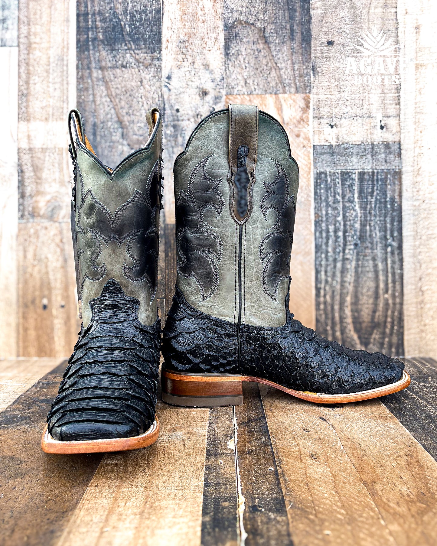 BLACK PYTHON | MEN SQUARE TOE COWBOY BOOTS