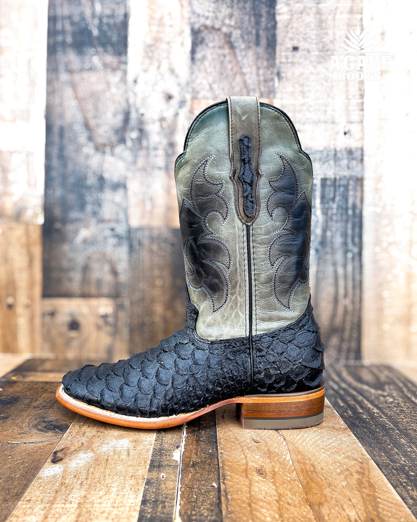 BLACK PYTHON | MEN SQUARE TOE COWBOY BOOTS