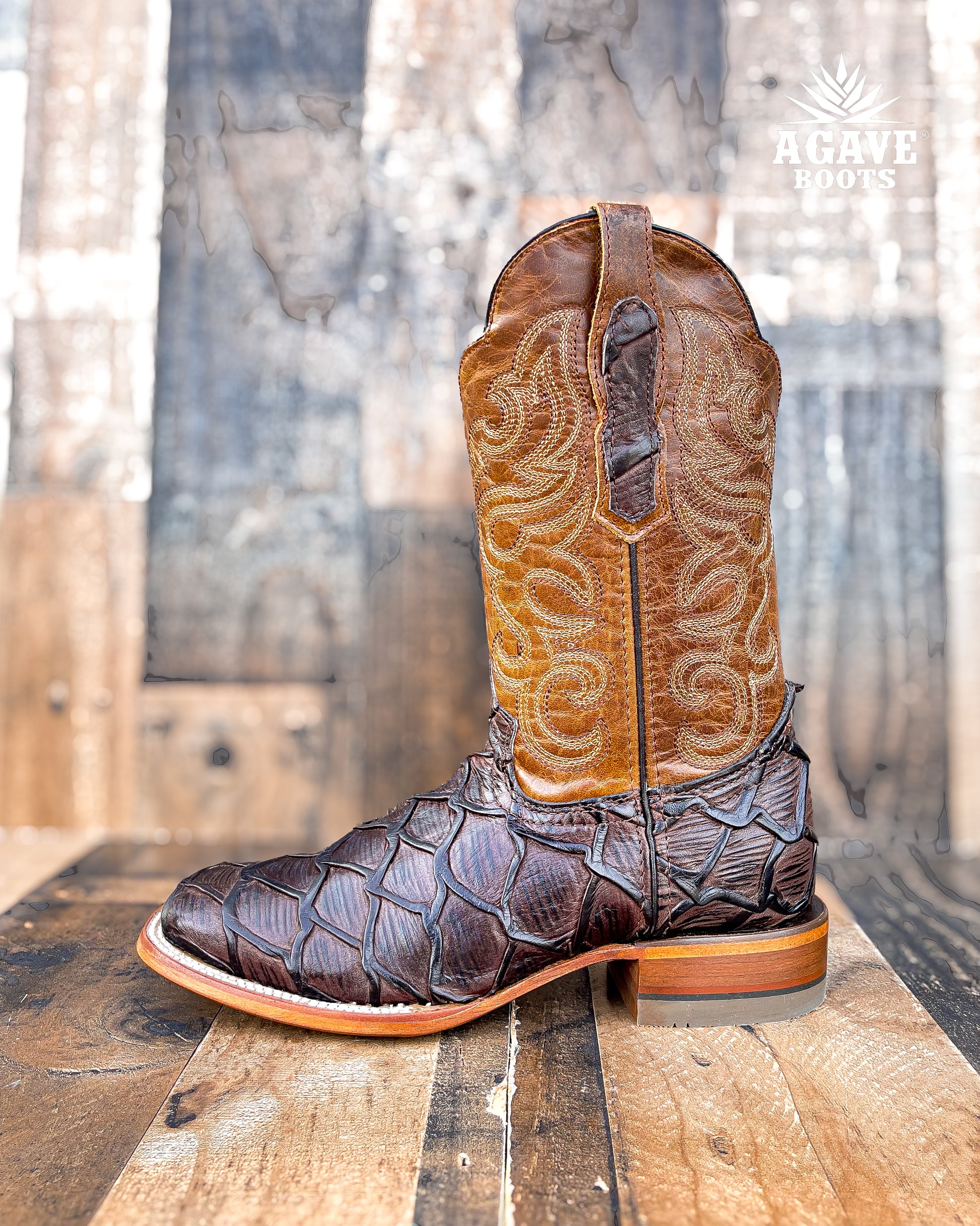 Cowboy Bass Mens Boots Anderson Bean Men's Brown Big Bass Arapaima