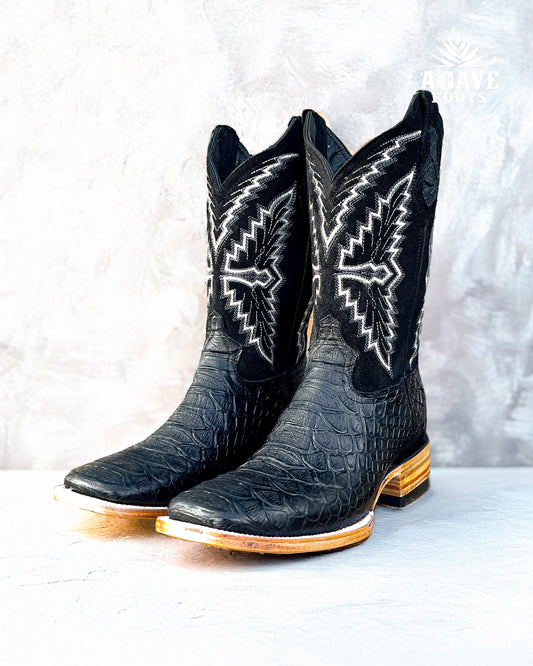 BLACK PYTHON | MEN SQUARE TOE WESTERN COWBOY BOOTS