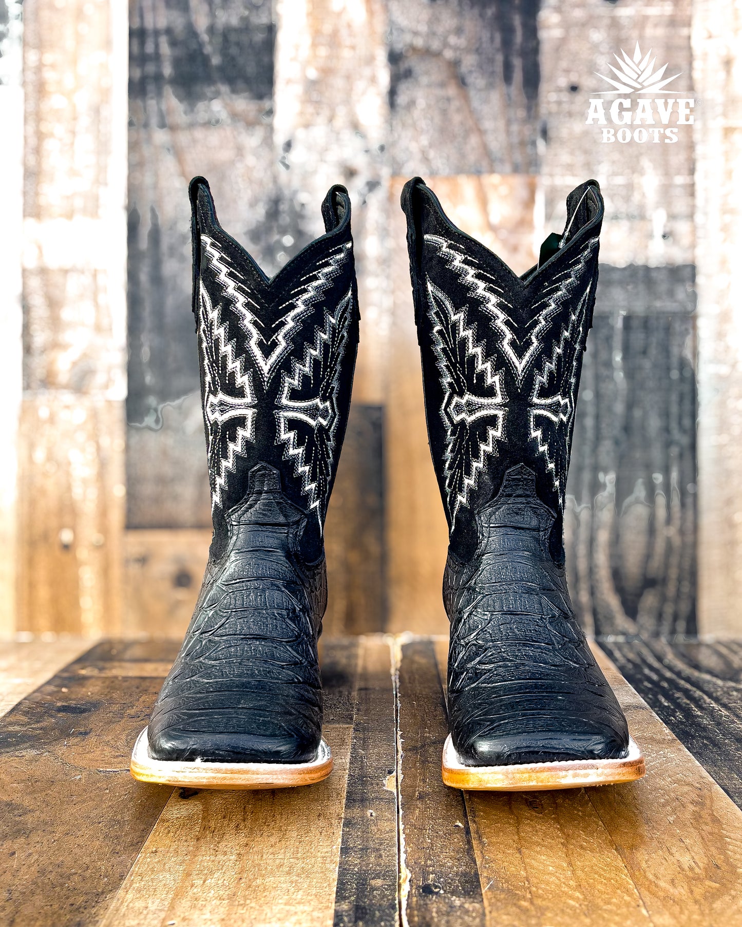 BLACK PYTHON | MEN SQUARE TOE WESTERN COWBOY BOOTS