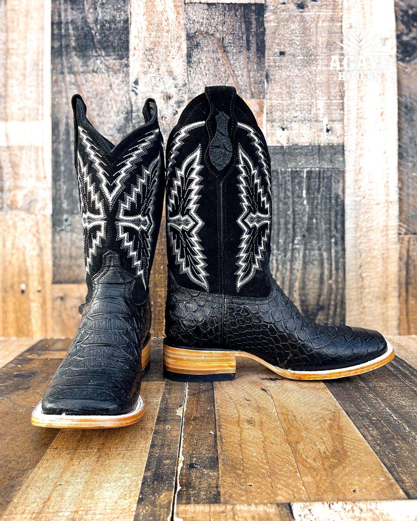 BLACK PYTHON | MEN SQUARE TOE WESTERN COWBOY BOOTS