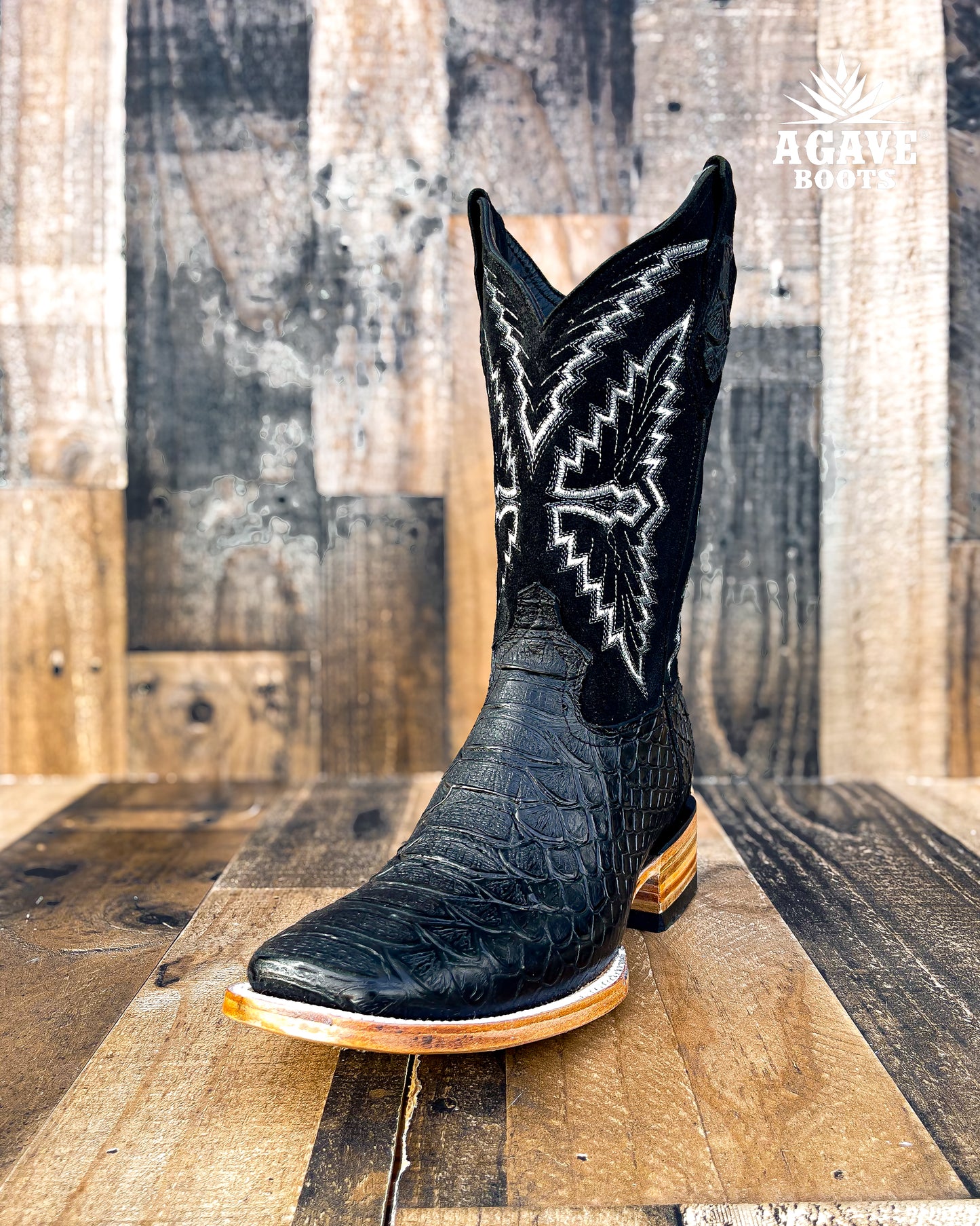 BLACK PYTHON | MEN SQUARE TOE WESTERN COWBOY BOOTS