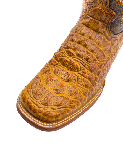 Cowboy Boot Caiman Hornback Neck Honey