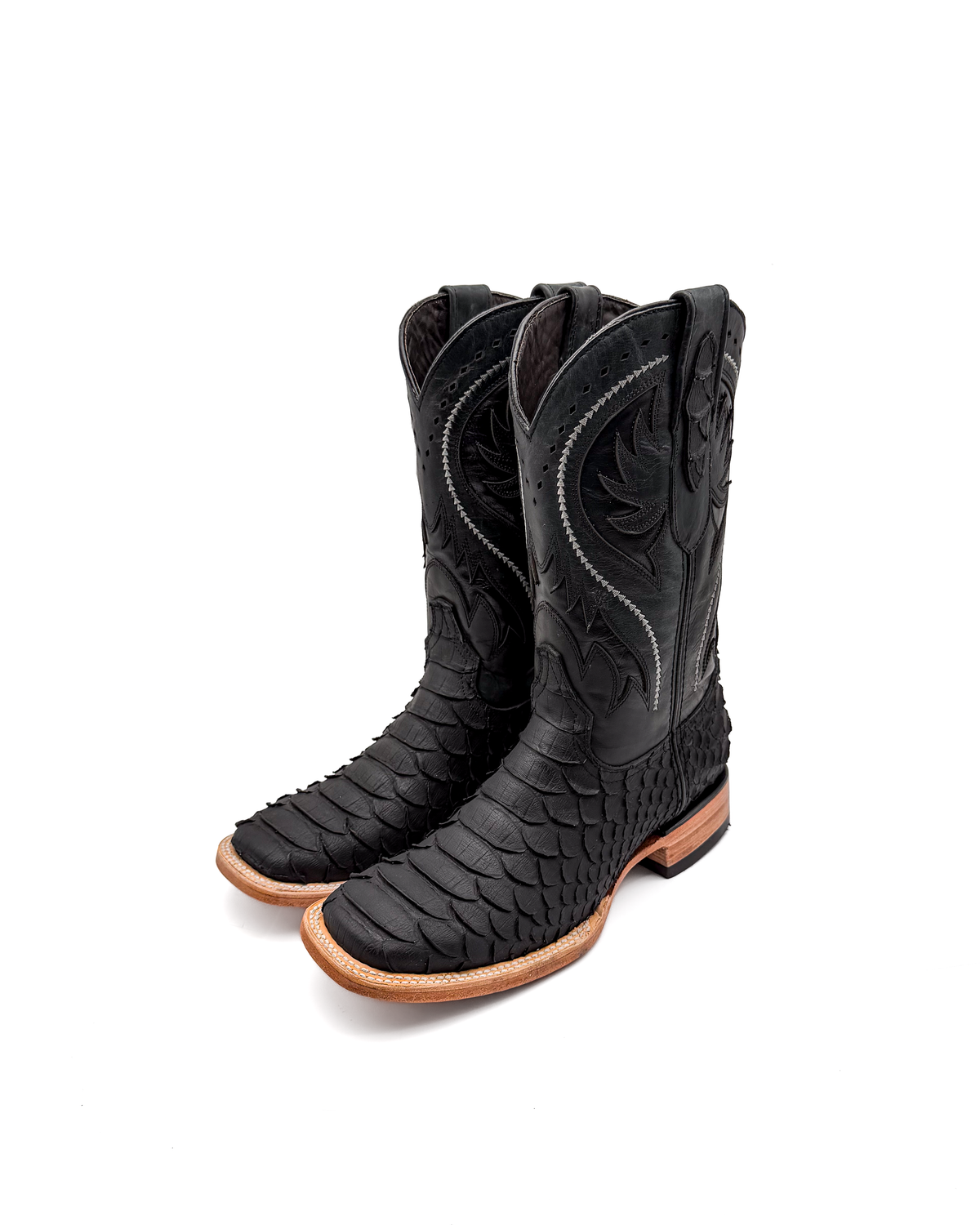 Cowboy Boot Jumbo Python Matte Black
