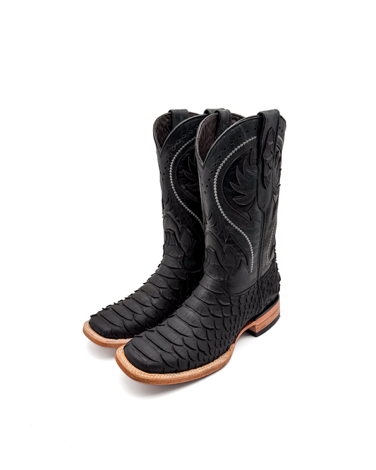 Cowboy Boot Jumbo Python Matte Black