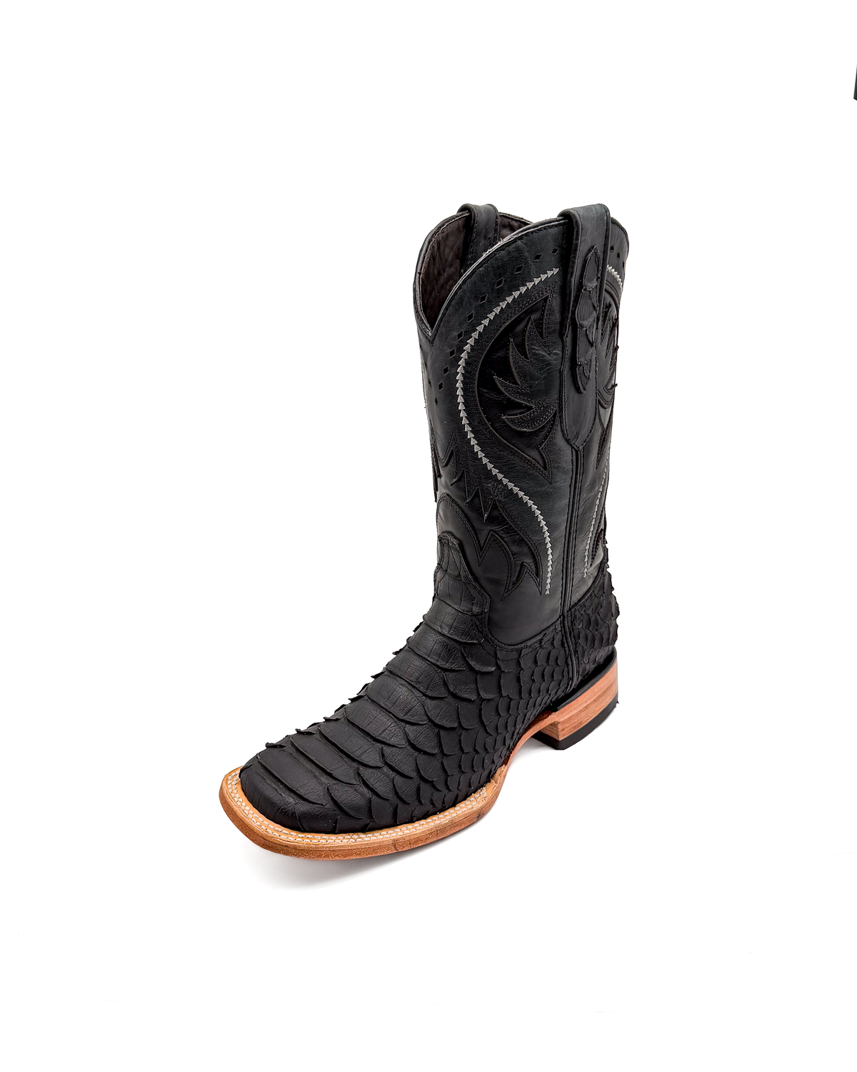Cowboy Boot Jumbo Python Matte Black