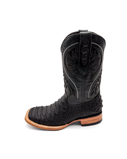 Cowboy Boot Jumbo Python Matte Black