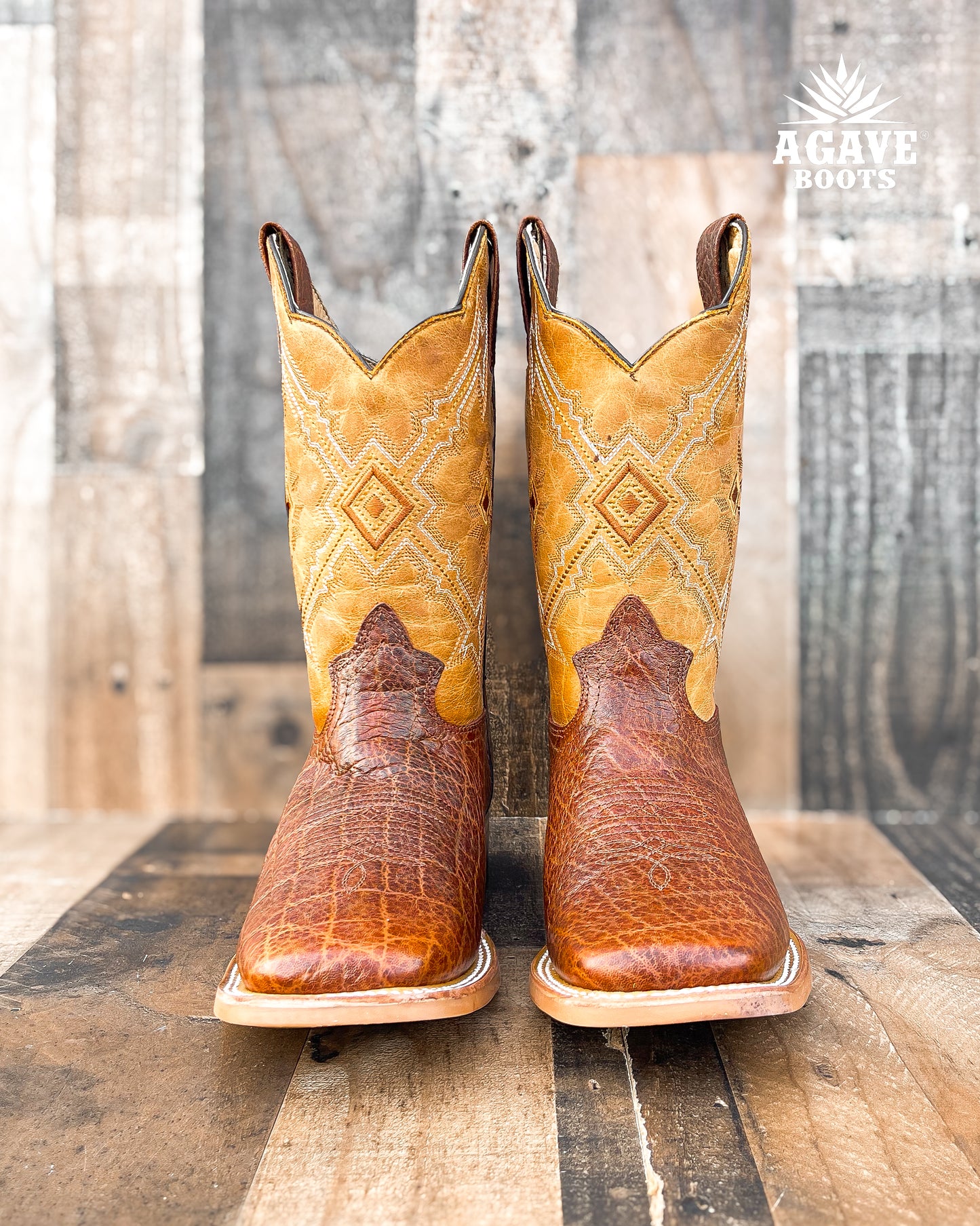 ELEPHANT LIGHT BROWN | MEN SQUARE TOE COWBOY BOOTS