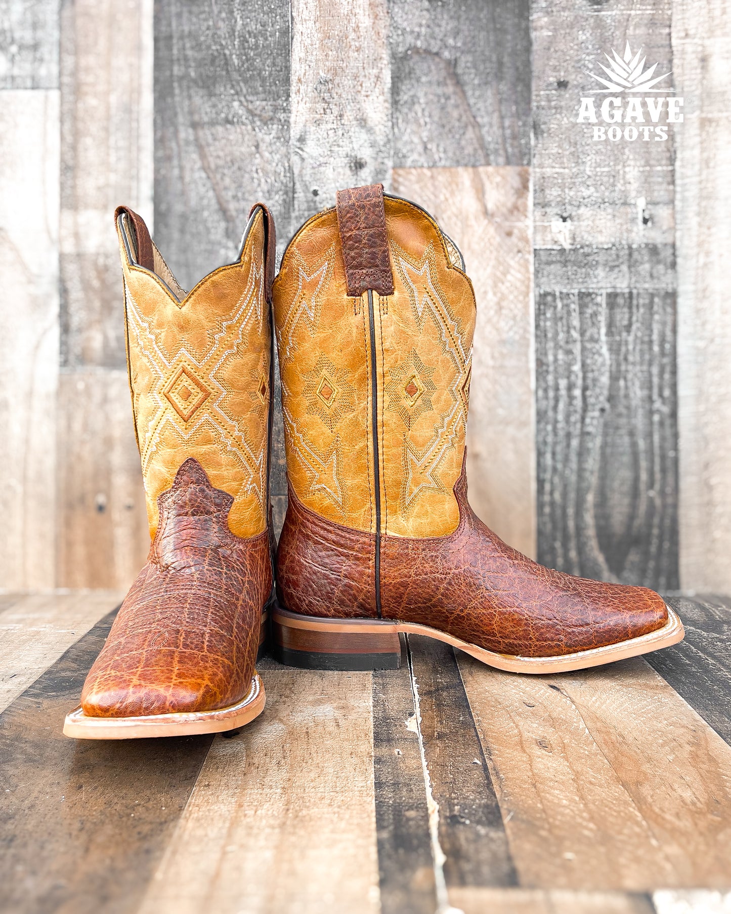 ELEPHANT LIGHT BROWN | MEN SQUARE TOE COWBOY BOOTS