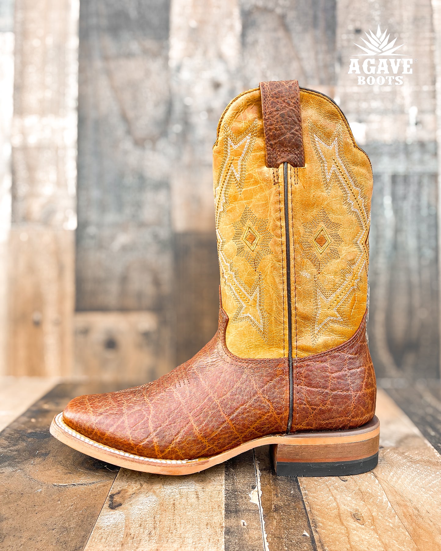 ELEPHANT LIGHT BROWN | MEN SQUARE TOE COWBOY BOOTS