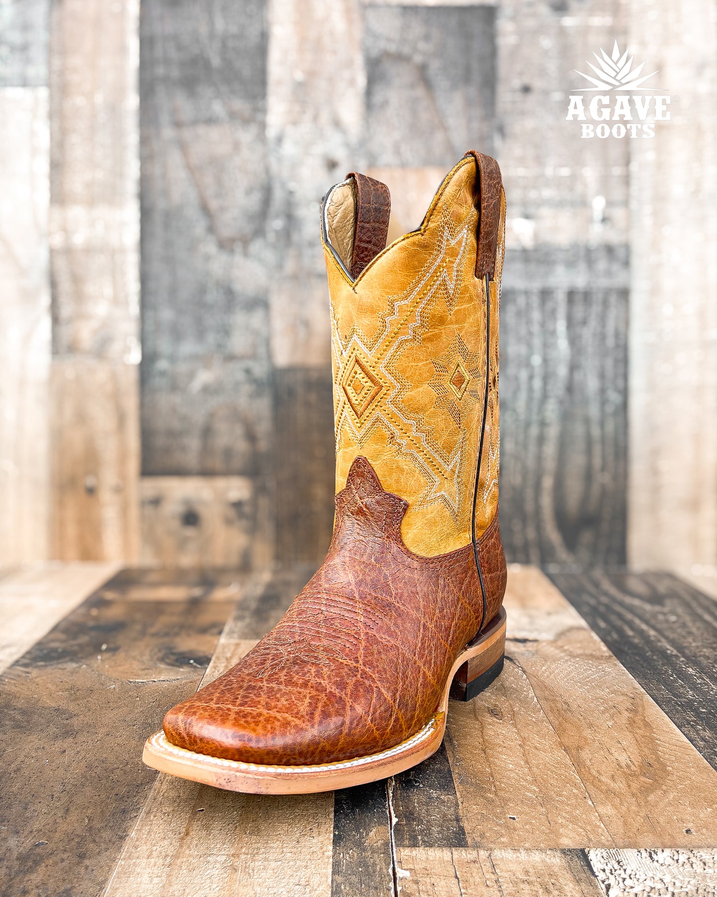 ELEPHANT LIGHT BROWN | MEN SQUARE TOE COWBOY BOOTS