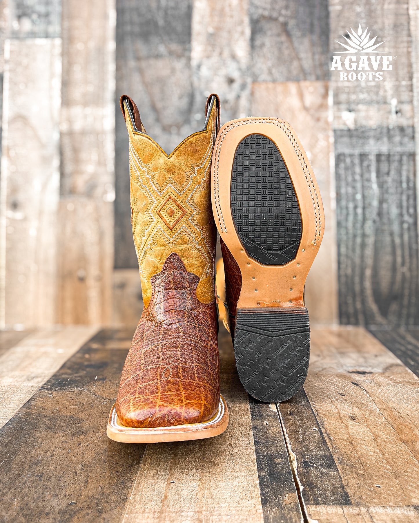 ELEPHANT LIGHT BROWN | MEN SQUARE TOE COWBOY BOOTS