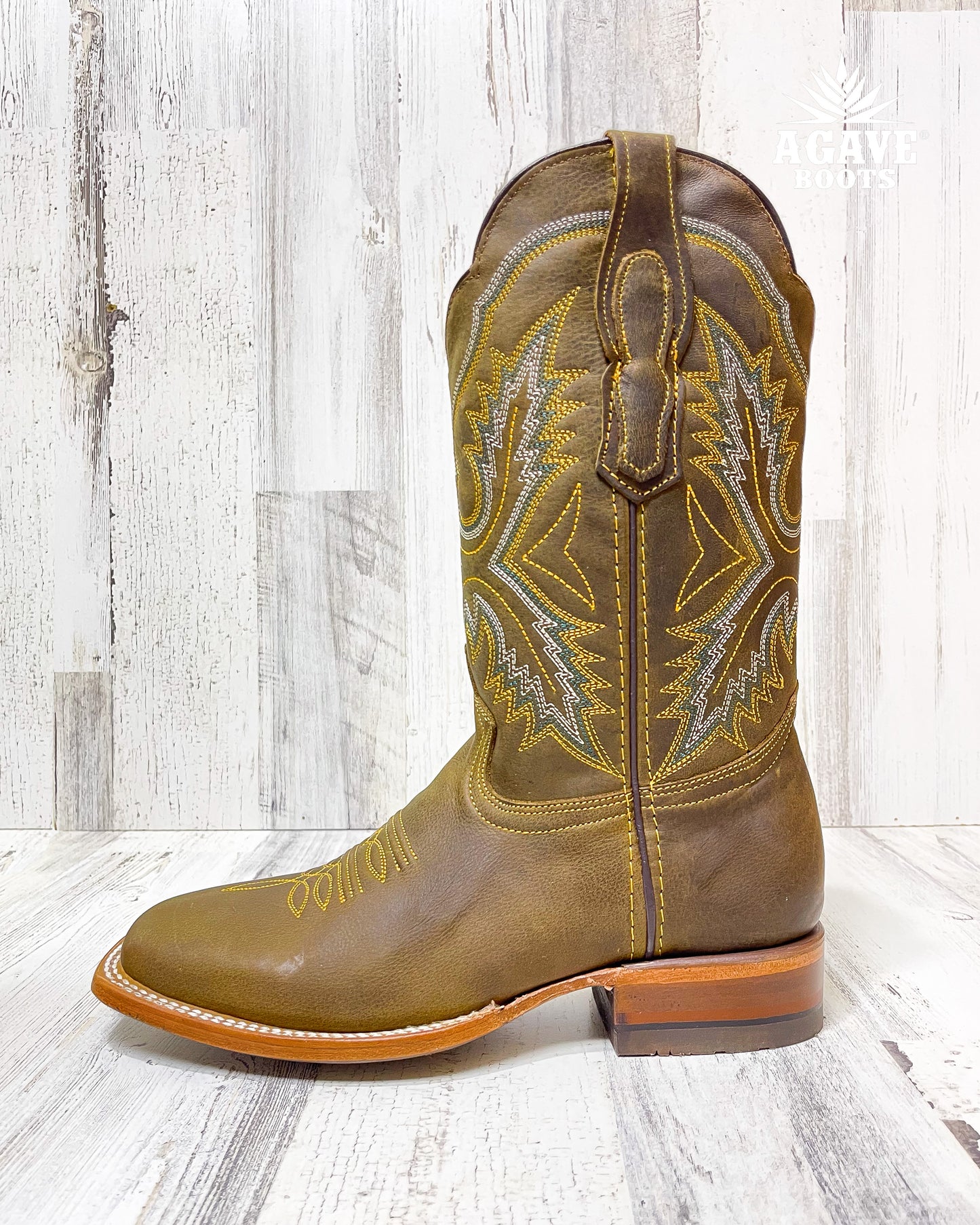 OLIVE | MEN SQUARE TOE COWBOY BOOTS