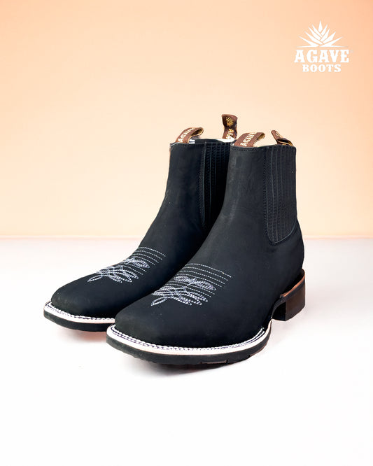 BOTIN / ANKLE BOOT / CHELSEA BOOT BLACK | MEN SQUARE TOE WESTERN RUBBER SOLE