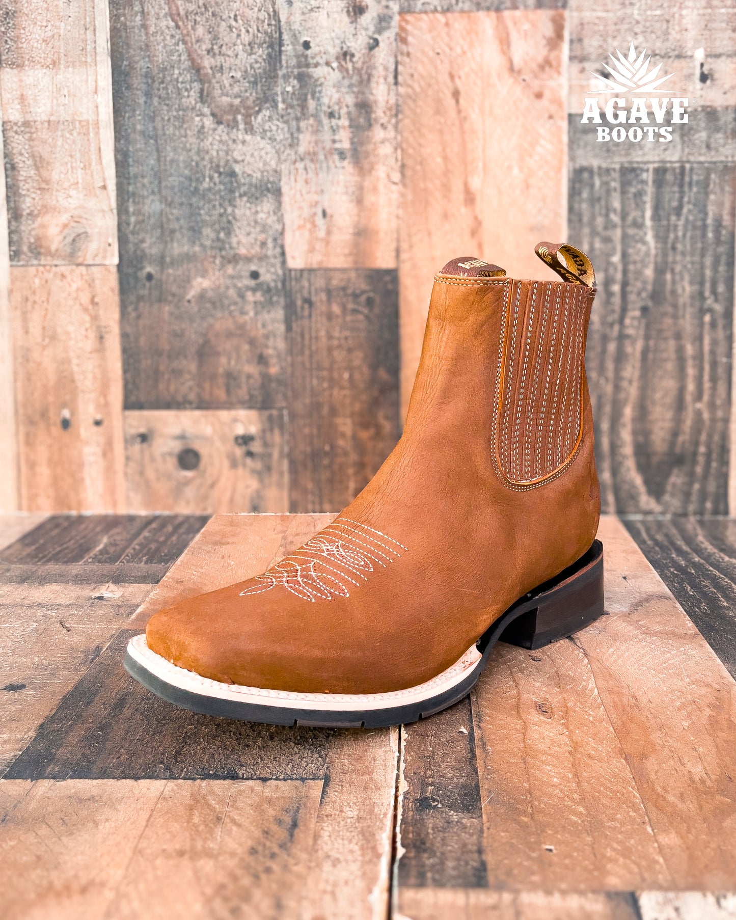 BOTIN / ANKLE BOOT / CHELSEA BOOT LIGHT BROWN | MEN SQUARE TOE WESTERN RUBBER SOLE