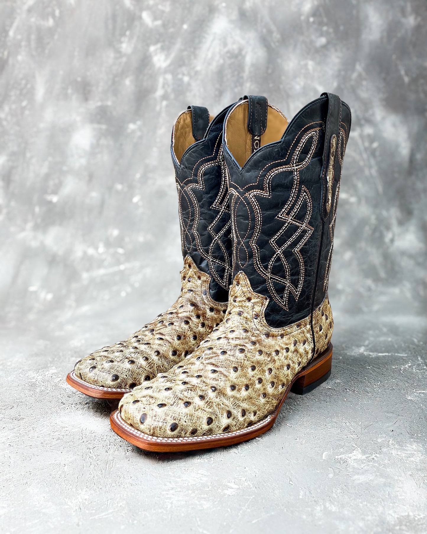 "DESERT" OSTRICH | MEN SQUARE TOE WESTERN COWBOY BOOTS