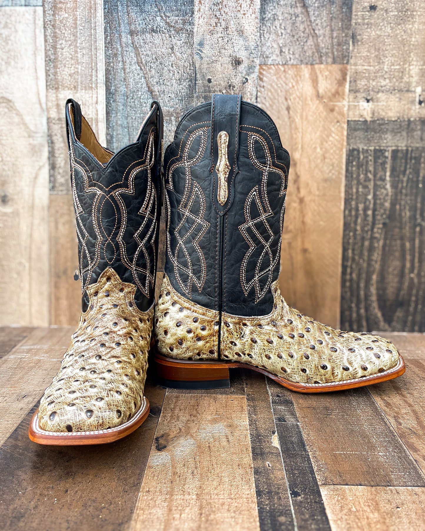 "DESERT" OSTRICH | MEN SQUARE TOE WESTERN COWBOY BOOTS