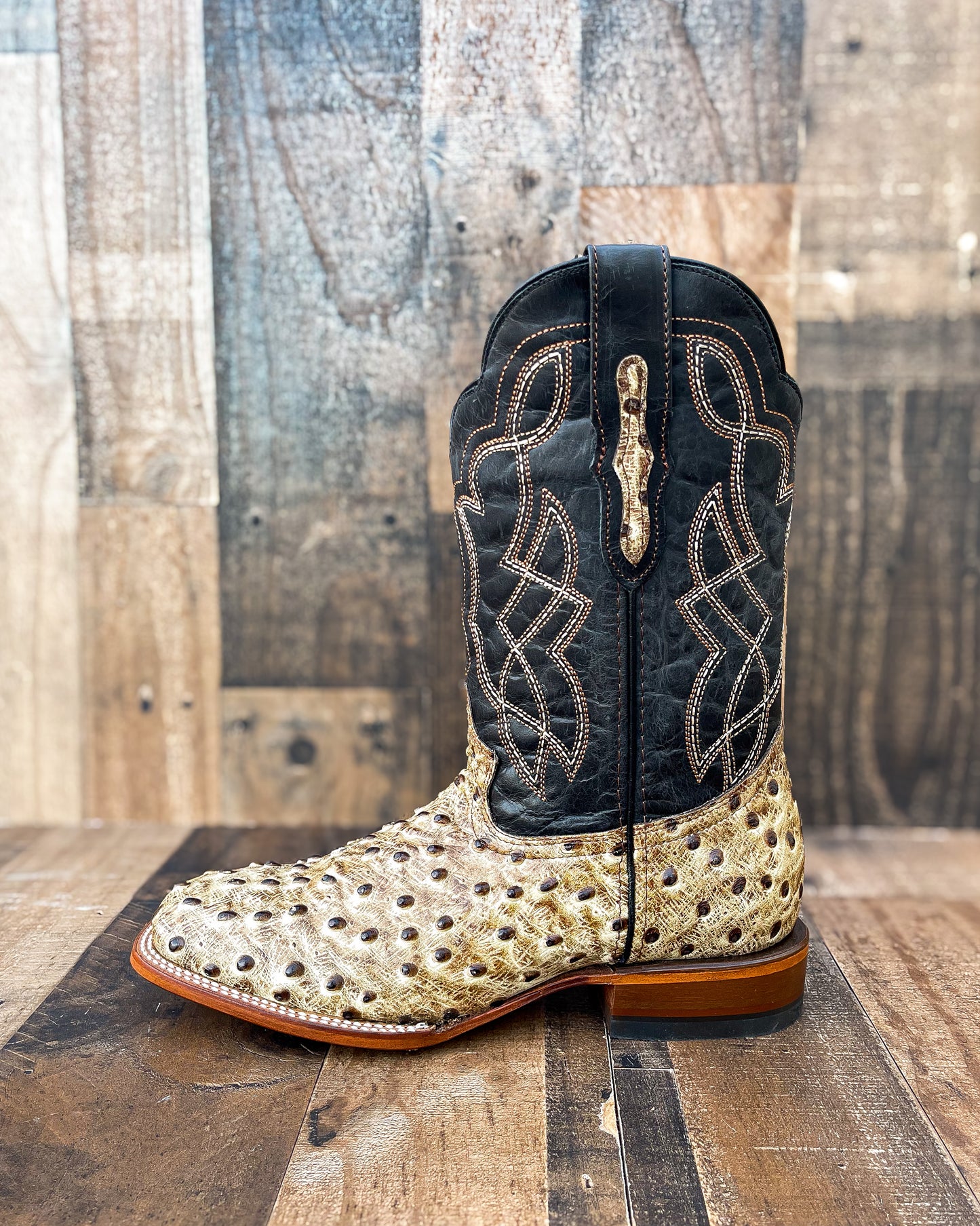 " DESERT"OSTRICH | MEN SQUARE TOE WESTERN COWBOY BOOTS