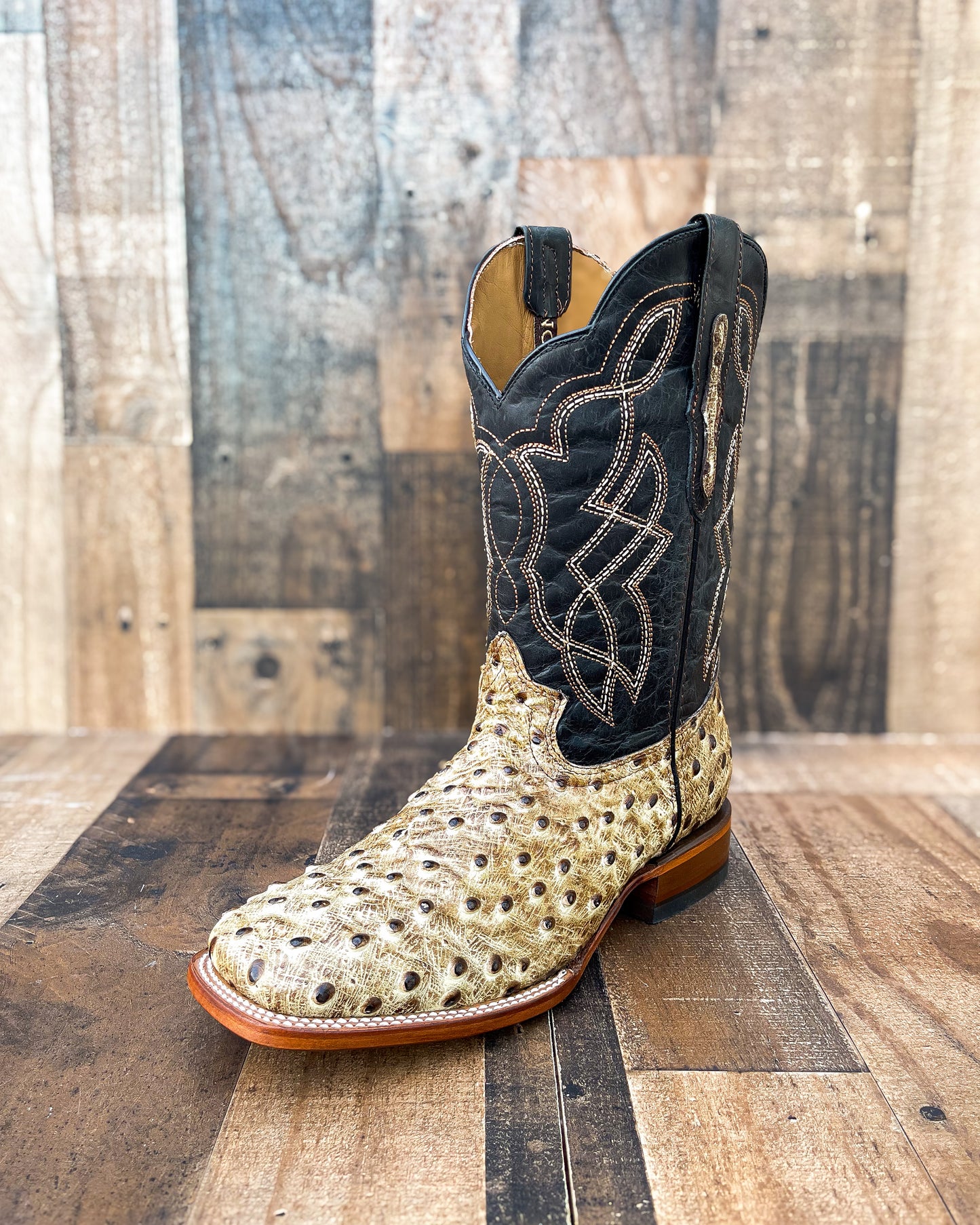 "DESERT" OSTRICH | MEN SQUARE TOE WESTERN COWBOY BOOTS