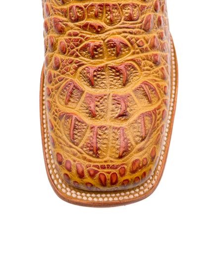 Cowboy Boot Light Brown Caiman Hornback