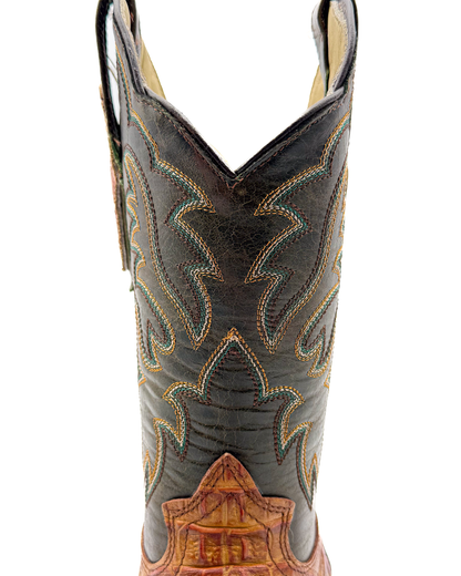 Cowboy Boot Light Brown Caiman Hornback