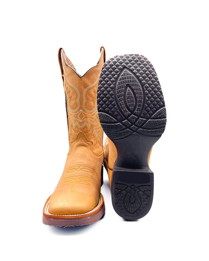 Cowboy Boot Light Brown Leather Rubber Sole