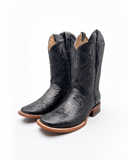 Cowboy Boot Black Tooled