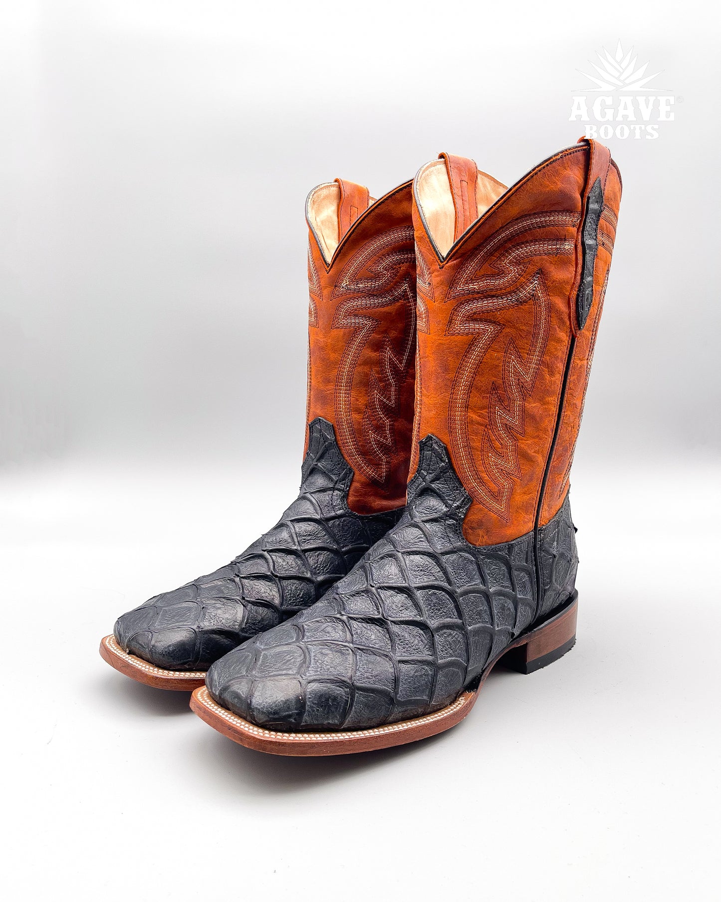 "RUSTIC BLACK" BASS | MEN SQUARE TOE WESTERN COWBOY BOOTS