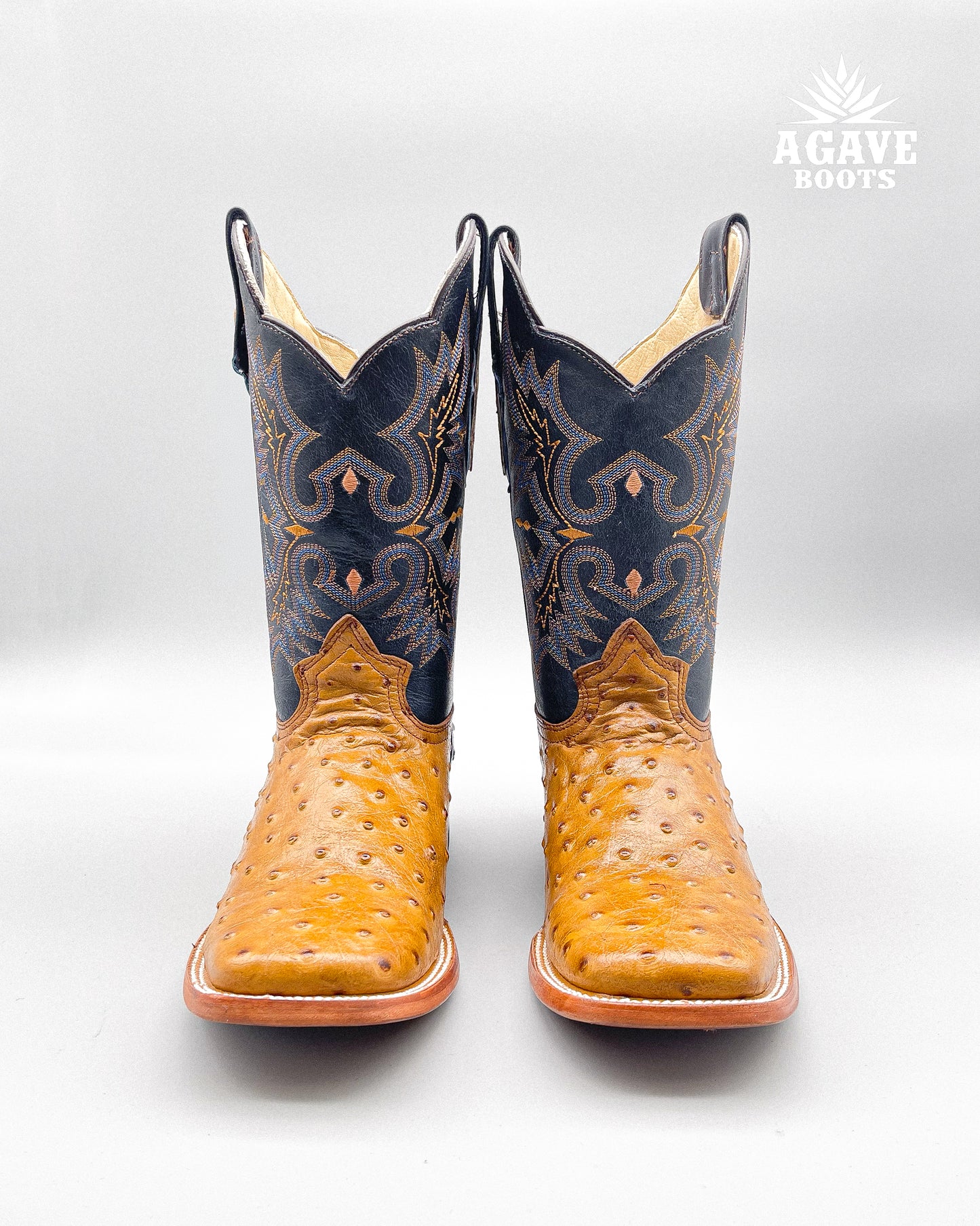 OSTRICH LIGHT BROWN PRINT | MEN SQUARE TOE WESTERN COWBOY BOOTS