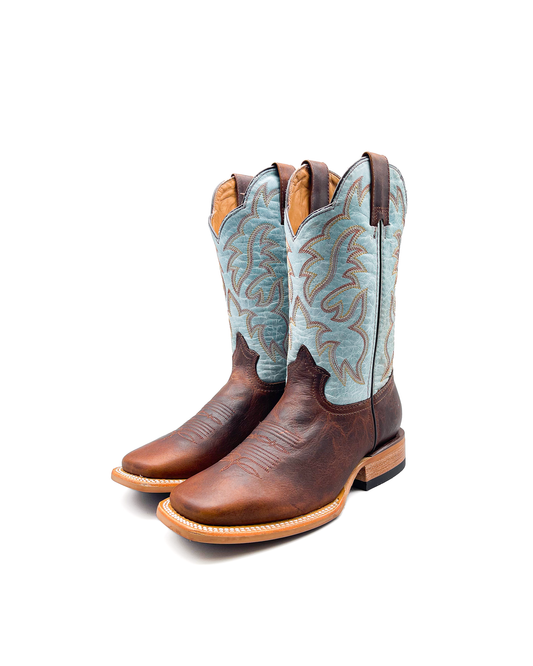Cowboy Boot Bronco Blue Western Rubber Sole