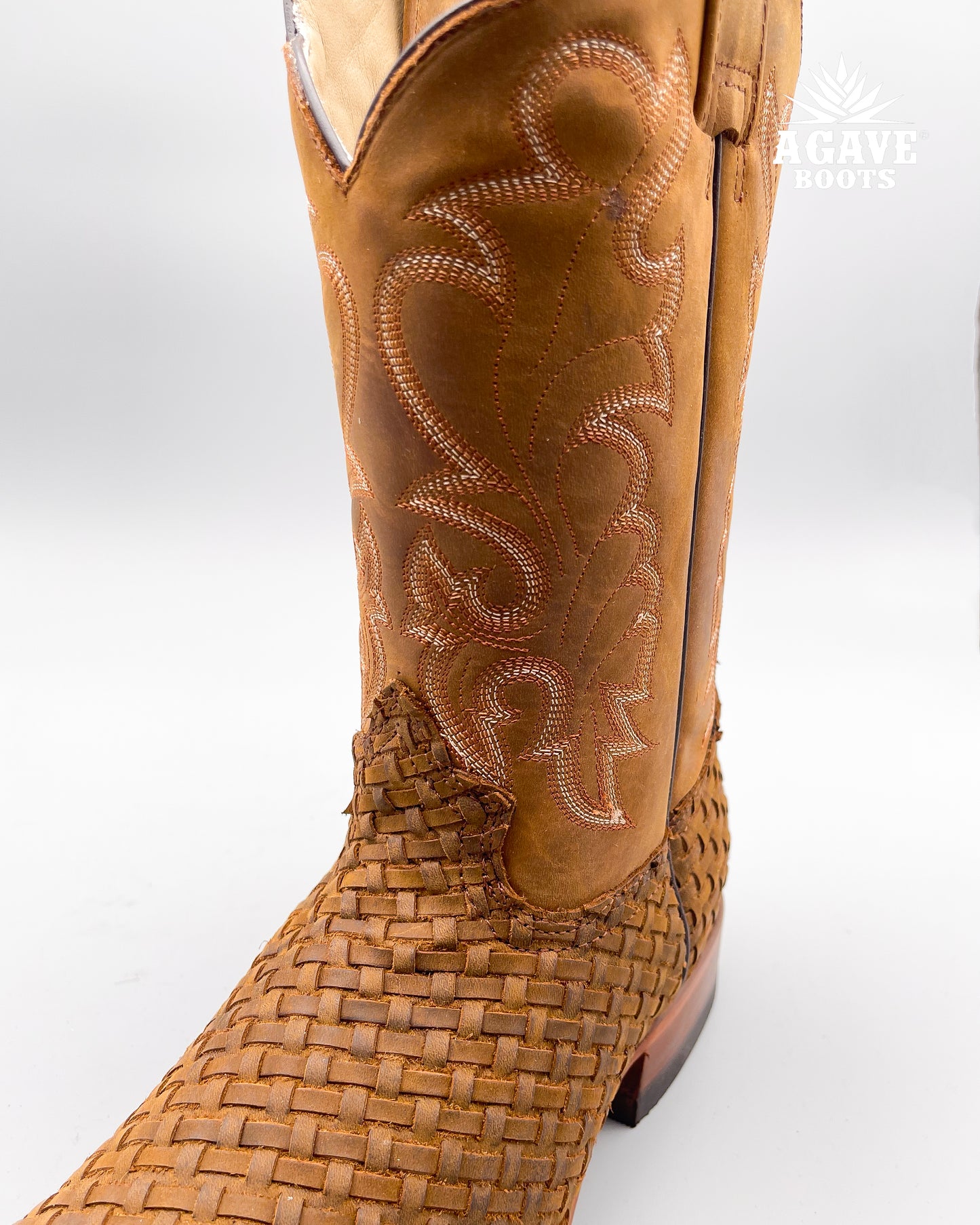 BASKET WEAVE PETATILLO HAND WOVEN | MEN SQUARE TOE WESTERN COWBOY BOOTS