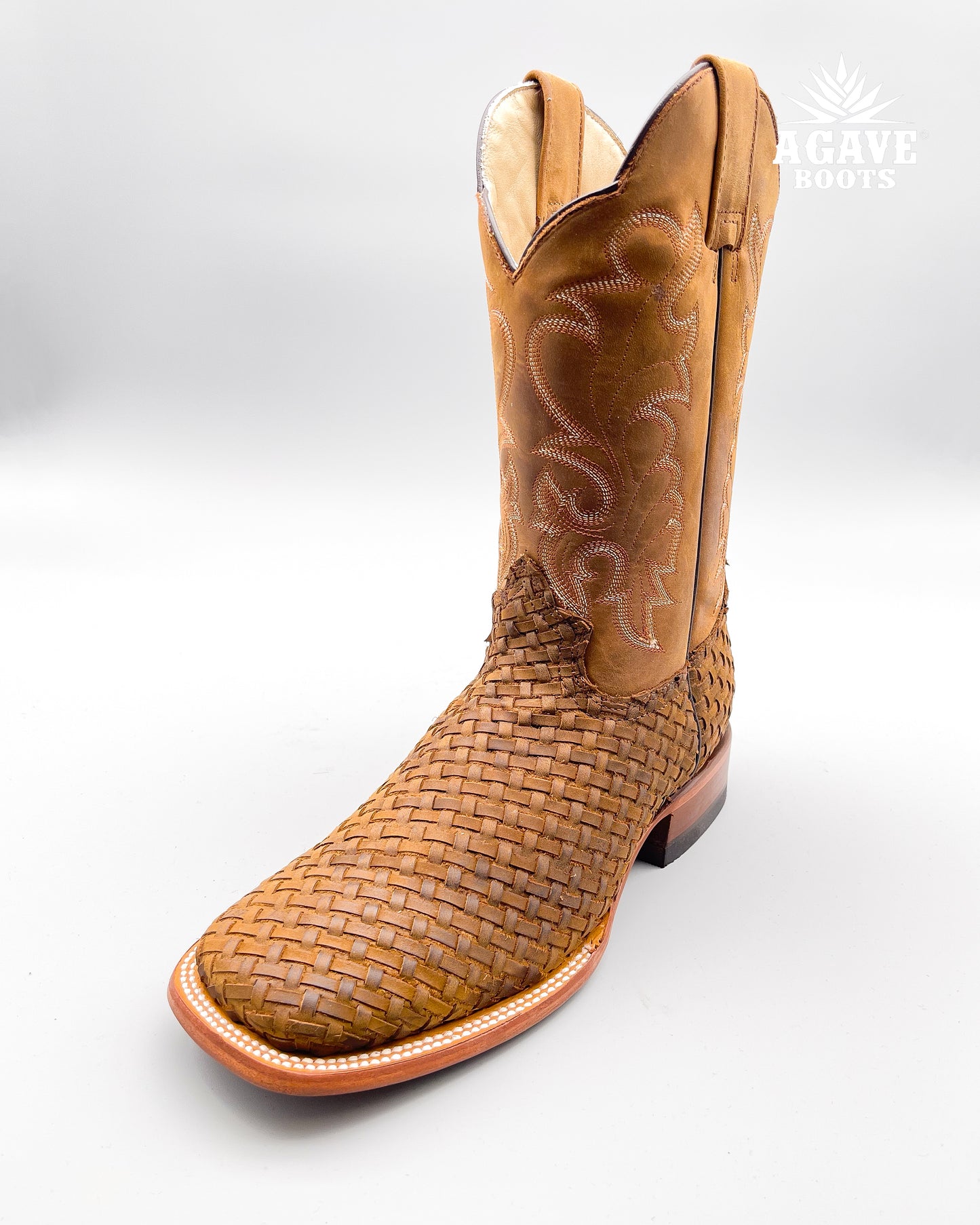 BASKET WEAVE PETATILLO HAND WOVEN | MEN SQUARE TOE WESTERN COWBOY BOOTS