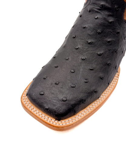Cowboy Boot Ostrich Black