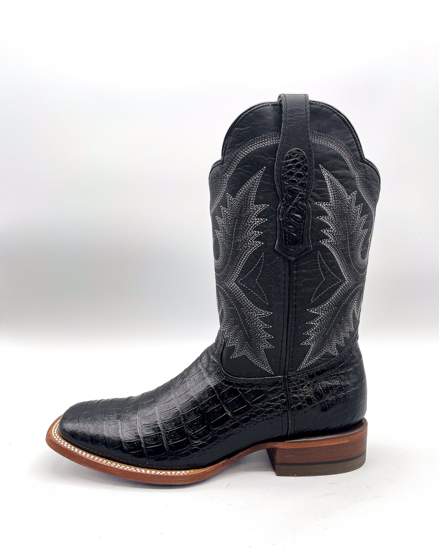 Cowboy Boot Black Caiman Belly
