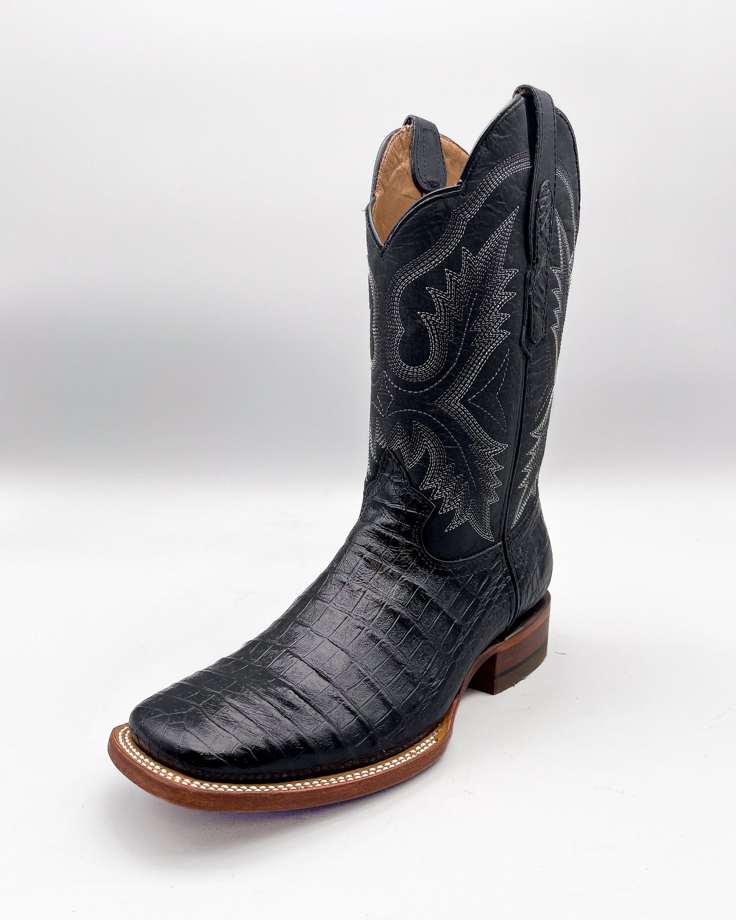 Cowboy Boot Black Caiman Belly