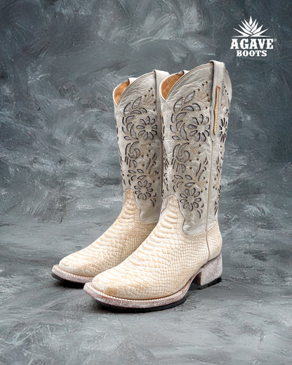Cowboy Boot White Rustic Orix Python