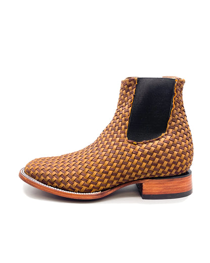 BASKET WEAVE THANG | MEN SQUARE TOE WESTERN BOTIN