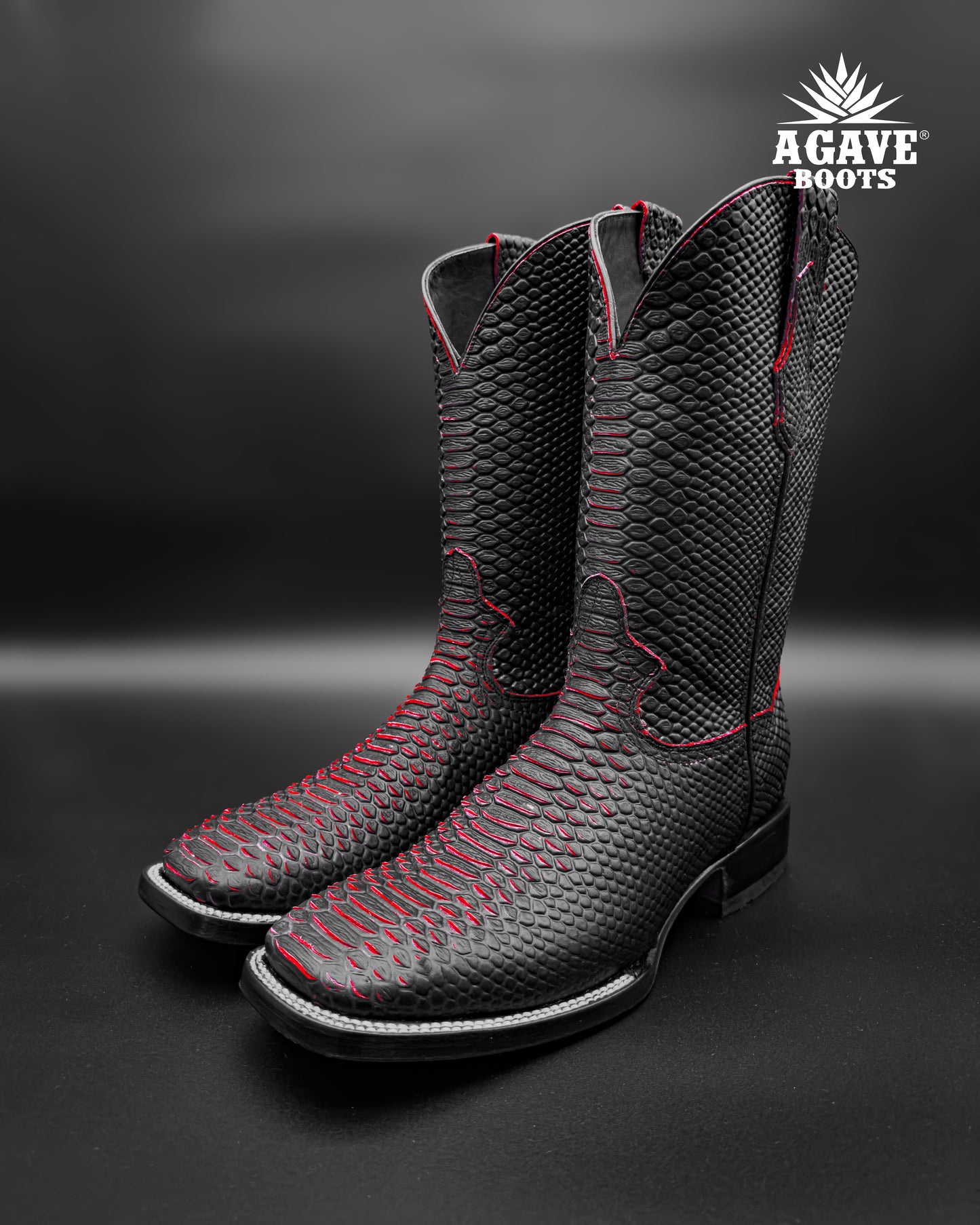 “BLACK RED PYTHON” | MEN’S COWBOY BOOTS